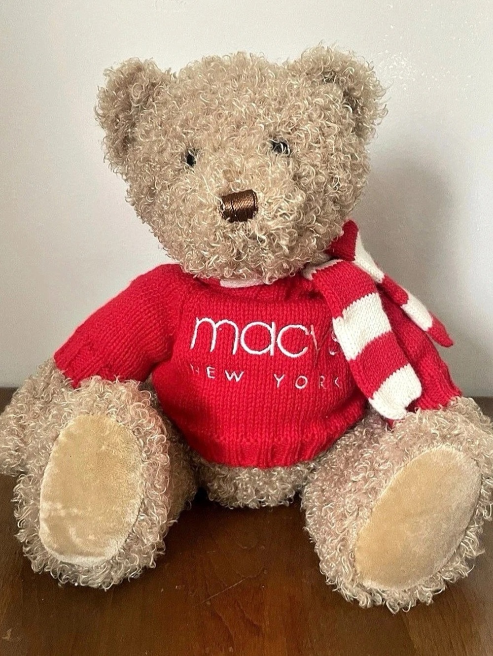 Mary Meyer Plush Bear Macy's New York Red Sweater/Scarf Stuffed Animal 11"
